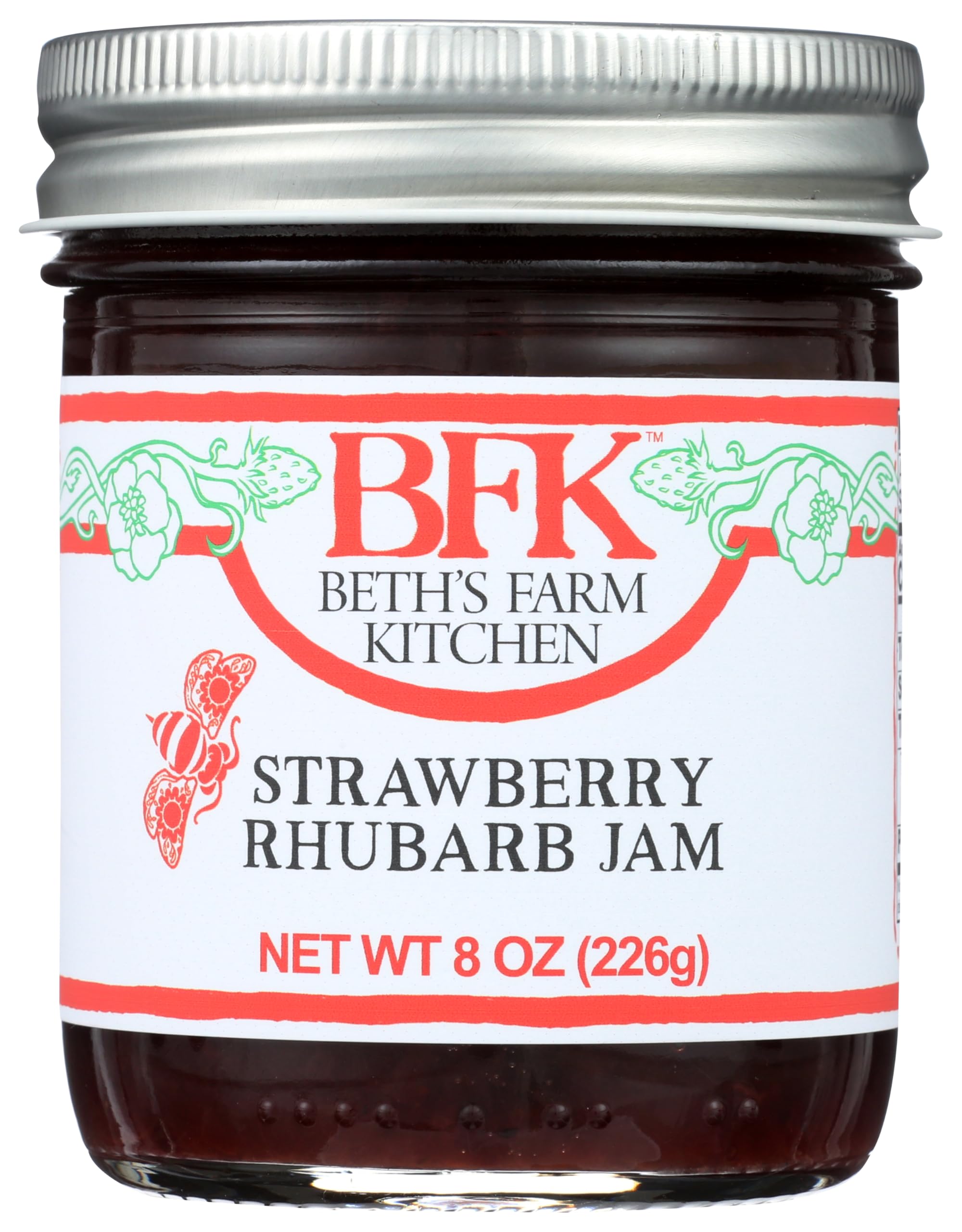 BETHS FARM KITCHEN Strawberry Rhubarb Jam., 8 OZ