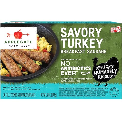 Applegate, Natural Savory Turkey Breakfast Sausage, 7 oz (Frozen)