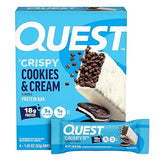 Quest Nutrition Crispy Cookies & Cream Hero Protein Bar, 18g Protein, 1g Sugar, 3g Net Carb, Gluten Free, Protein Snack, Keto Friendly, 4 Count