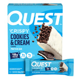 Quest Nutrition Crispy Cookies & Cream Hero Protein Bar, 18g Protein, 1g Sugar, 3g Net Carb, Gluten Free, Protein Snack, Keto Friendly, 4 Count