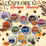 InfuSio Coffee Pods 96 Count Carajillo Flavored Medium Roast Single serve Coffee pods for Keurig K Cups Brewers - InfuSio Premium Roasted Keurig 2.0