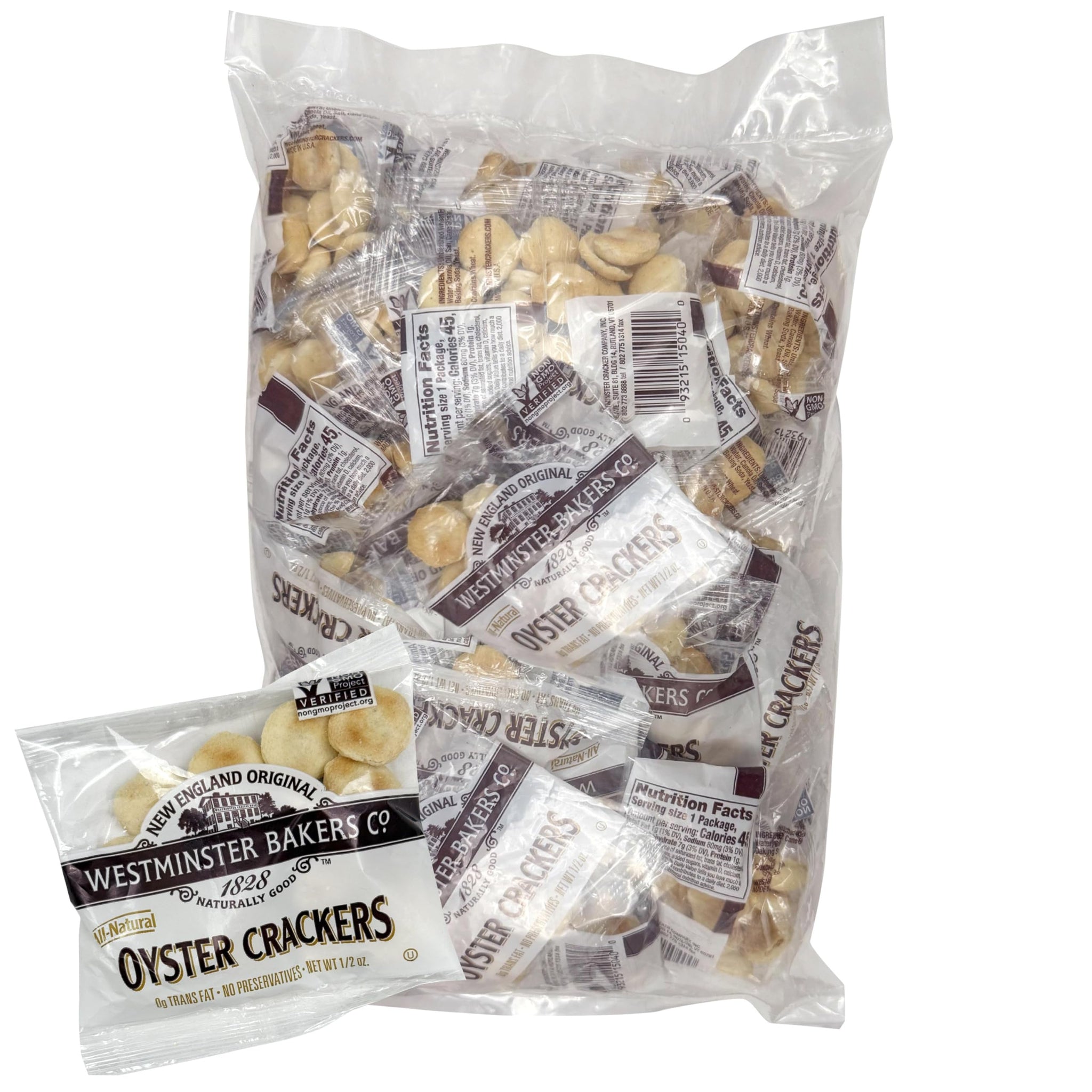 Westminster Oyster Crackers, 0.5 Oz. Each (Pack of 25), Crackers for Soups & Salads, The Hampton Popcorn & Candy Company