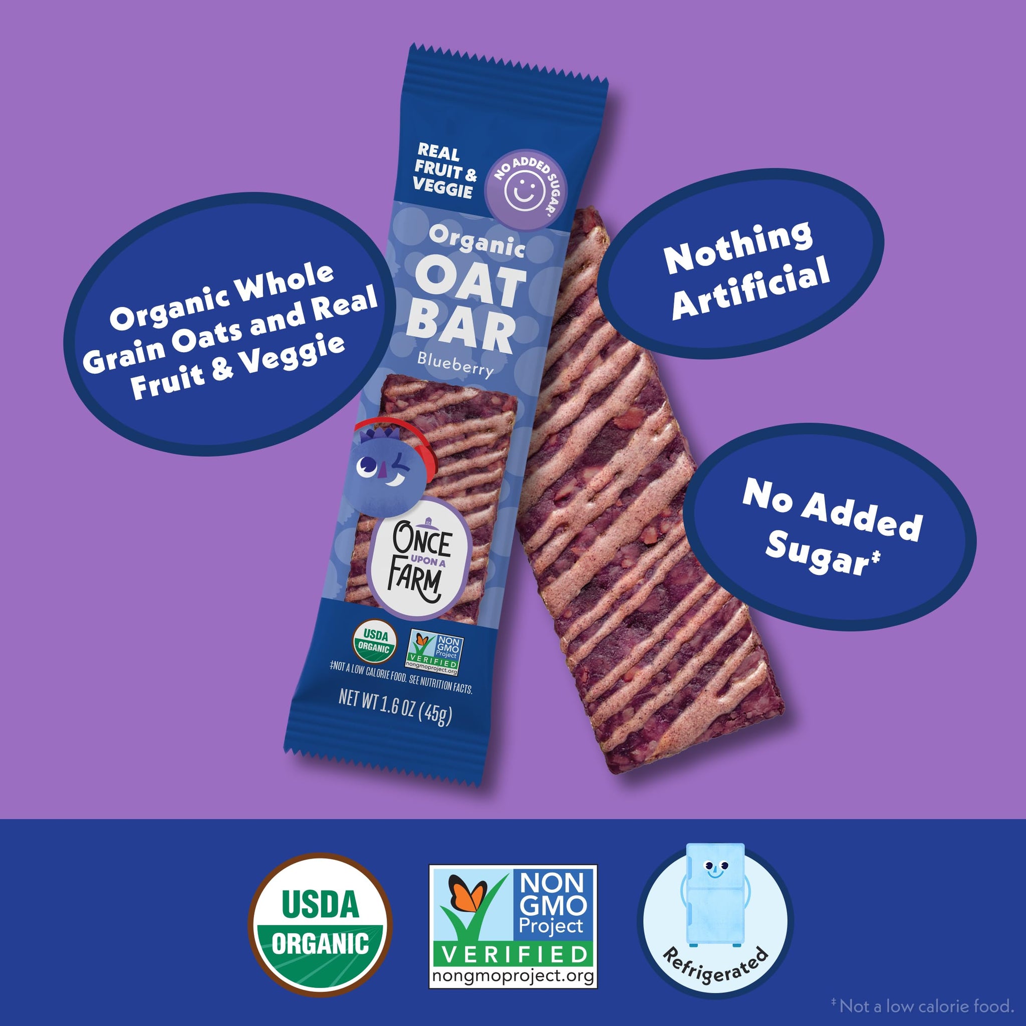 Once Upon a Farm Organic Blueberry Refrigerated Oat Kids' Bar,1.6oz