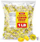 Sugar Free Lemon Hard Candy Drops - 1 Pound Approx. 75 Pieces, Individually Wrapped Lemon Flavored Candy Discs For Holiday Treats & Snacks, Sugar Free