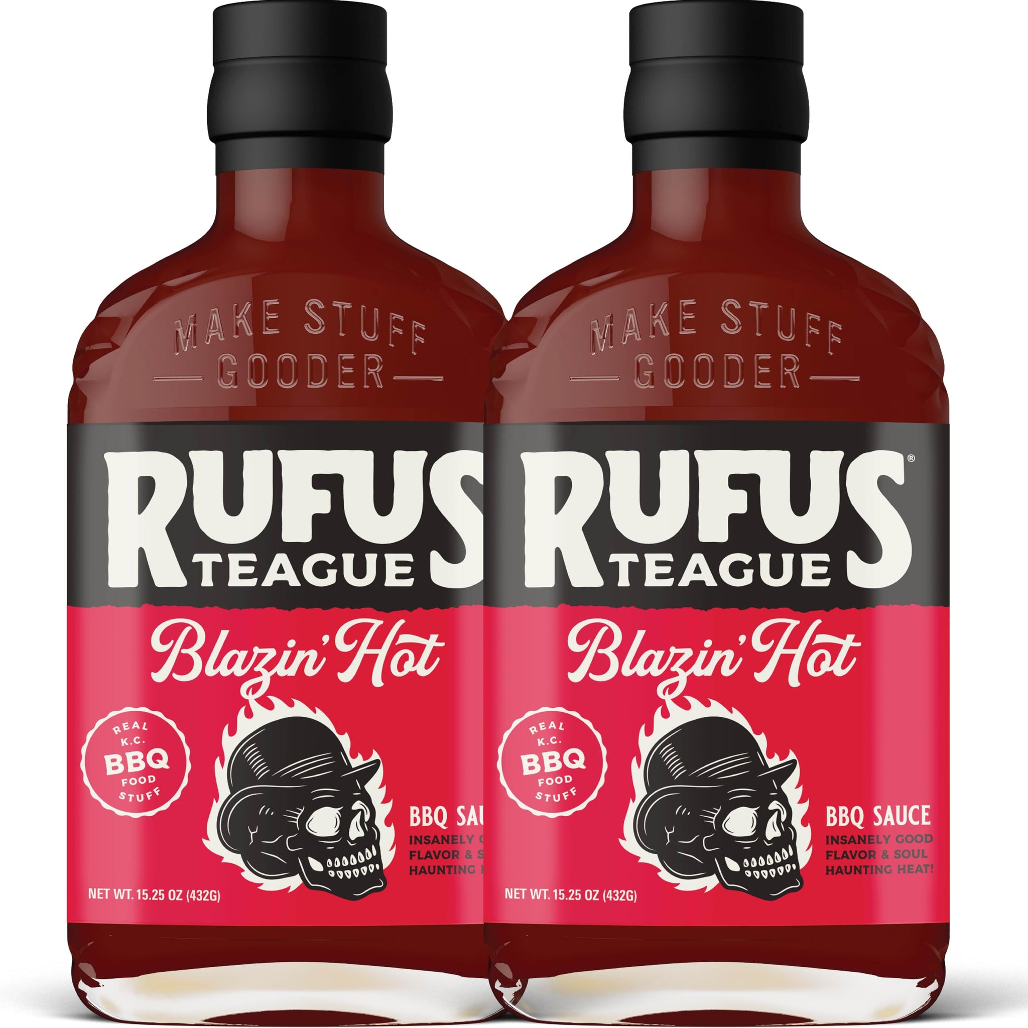 Rufus Teague Blazin' Hot BBQ Sauce, Non-GMO, Gluten-Free, 15.25 oz, 2-Pack