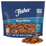 Fisher Chef's Naturals Pecan Halves 1 Lb Resealable Bag, Unsalted Raw Nuts for Cooking, Baking & Snacking, Vegan Protein, Keto Snack, Healthy Snacks