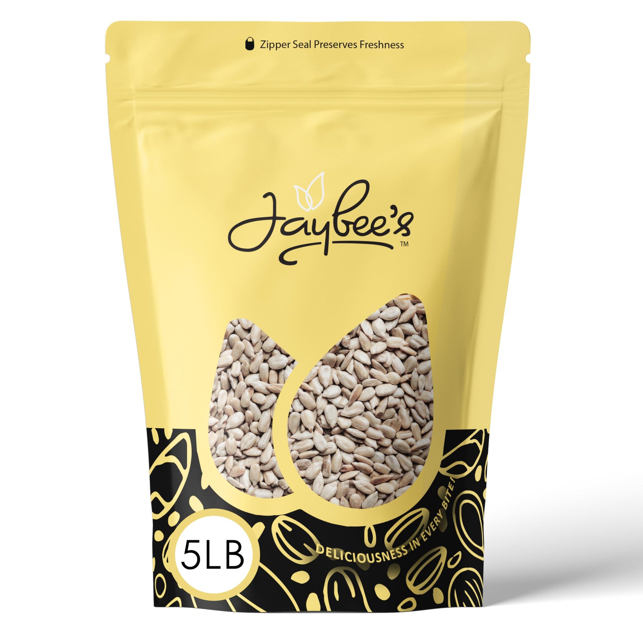 Jaybee's Raw Sunflower Seed Kernels - 5 lb Bulk Bag | Shelled Sunflower Seeds Unsalted | High-Protein Healthy Snack | Great for Baking, Cooking