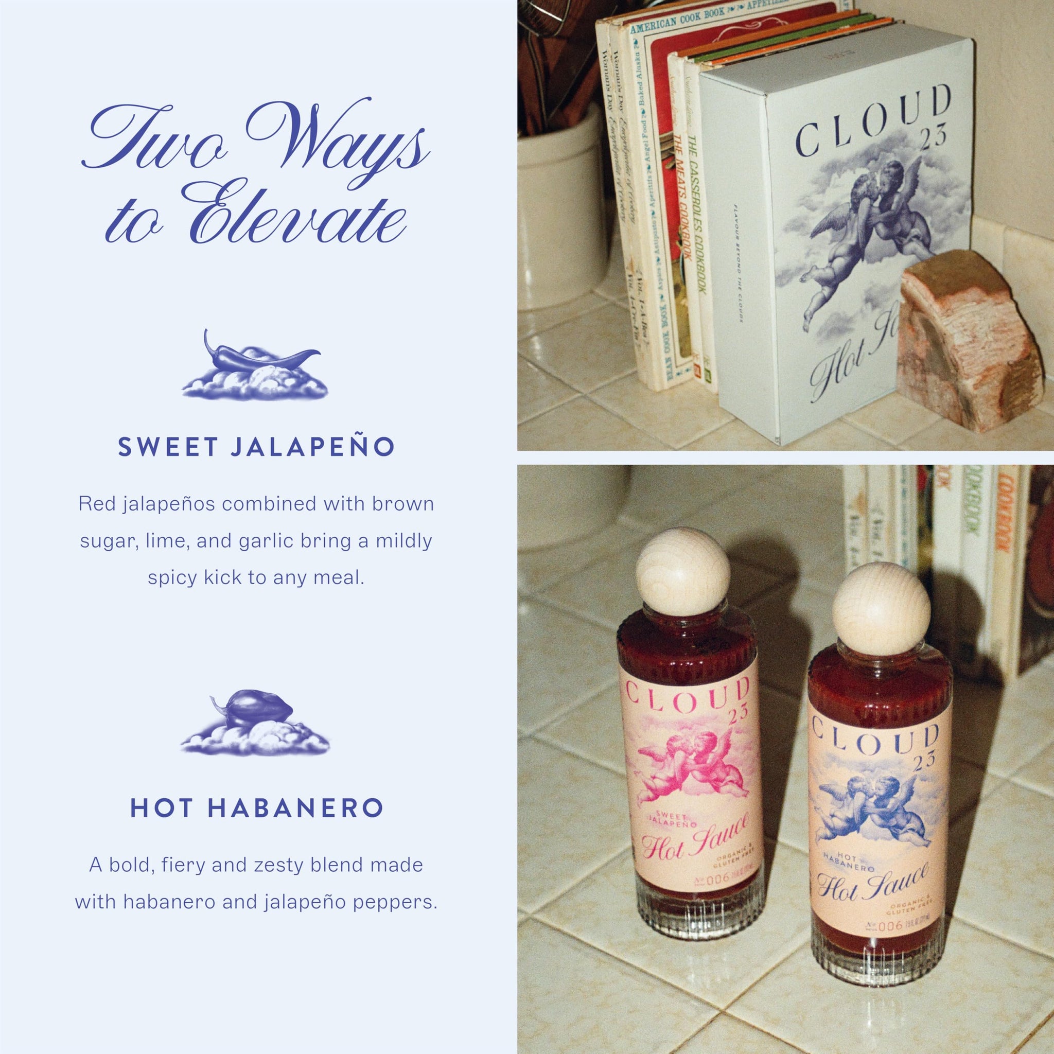 Cloud23 Hot Sauce Variety pack - Hot Habanero & Sweet Jalapeno - Bold Pepper Flavors with Tangy Lemon, Lime, and Garlic - Kosher Certified Pure