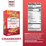 Nonni's THINaddictives Cranberry Almond Nut Cookies, Sweet Crunchy & Chewy Crisps, Individually Wrapped, Kosher Snack, Perfect with Coffee, 6 Packs
