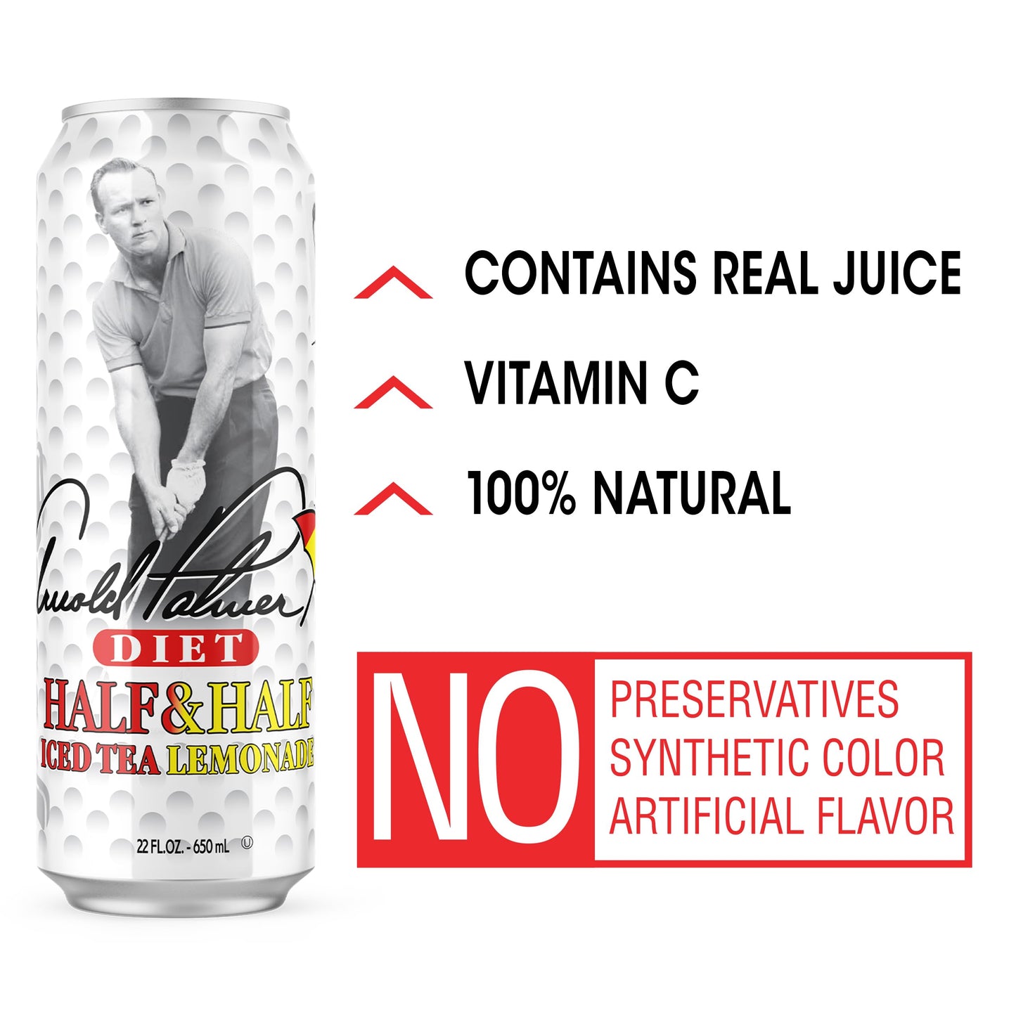 AriZona Diet Arnold Palmer Half and Half - Big Can, 22 Fl Oz (Pack of 24)
