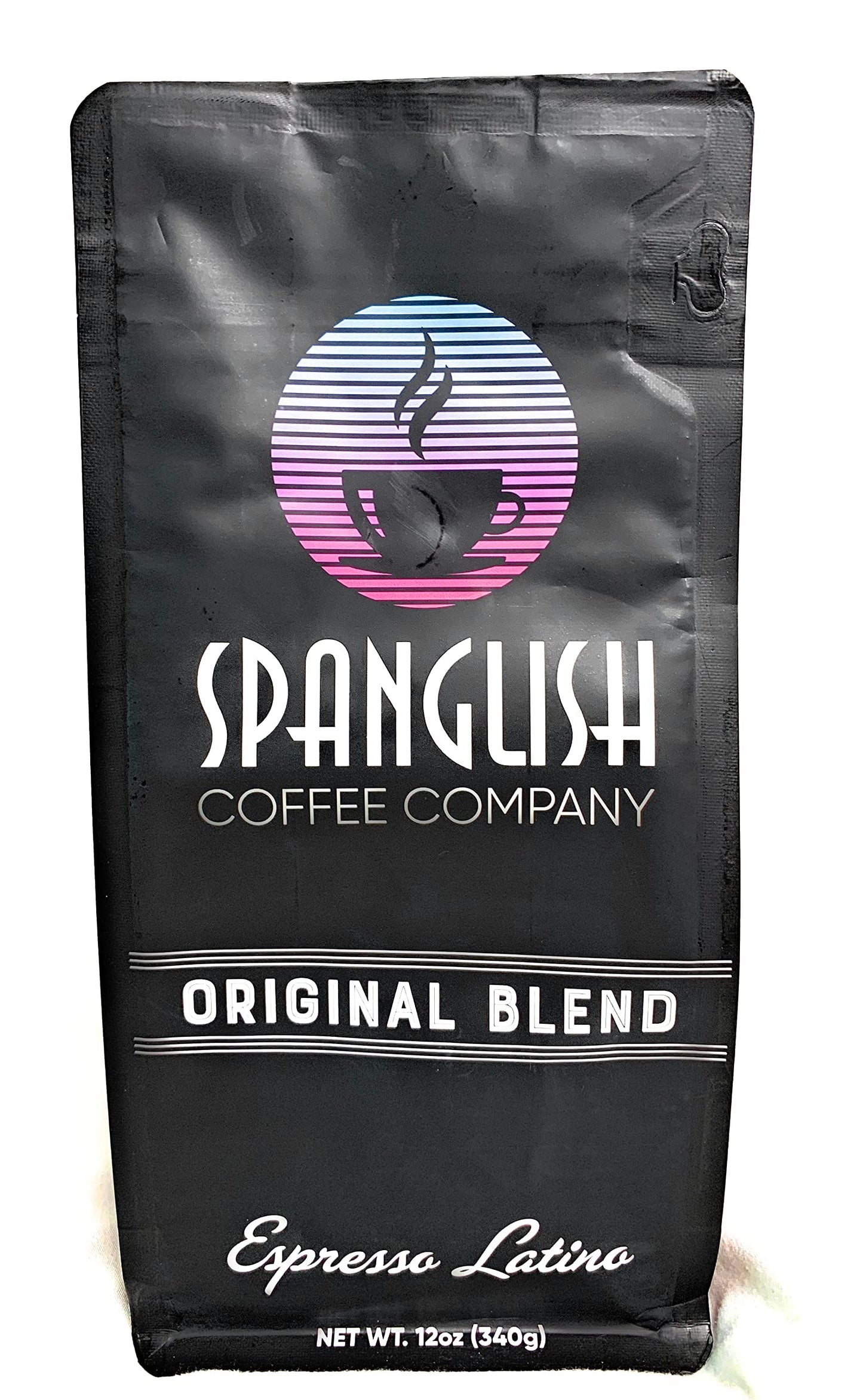 Spanglish Espresso, Latino Style Coffee, Medium-Dark Roast, Roasted in small batches, bold intense flavors, All-Natural,12 Ounce (Whole Bean)