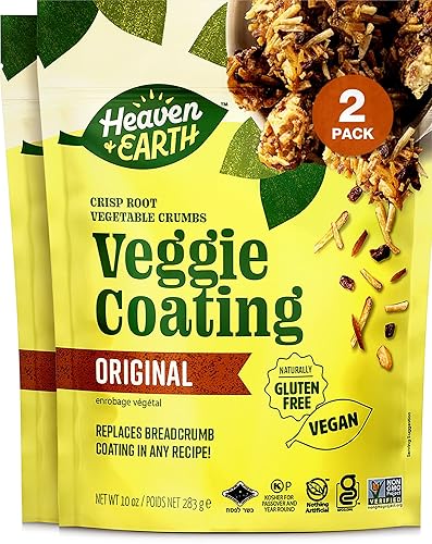 H&E Veggie Coating, Crisp Root Vegetable Crumbs, 10oz (2 Pack) Gluten Free Breadcrumb Replacement, Non GMO, Vegan, Kosher (Including Passover)