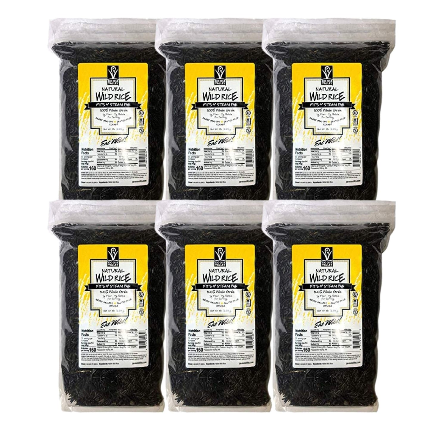 Goose Valley Natural Wild Rice - Family Reserve 5 lbs (Pack of 6) - Variety of Jumbo High Fiber and High Protein Whole Grain Rice for Healthy Heart