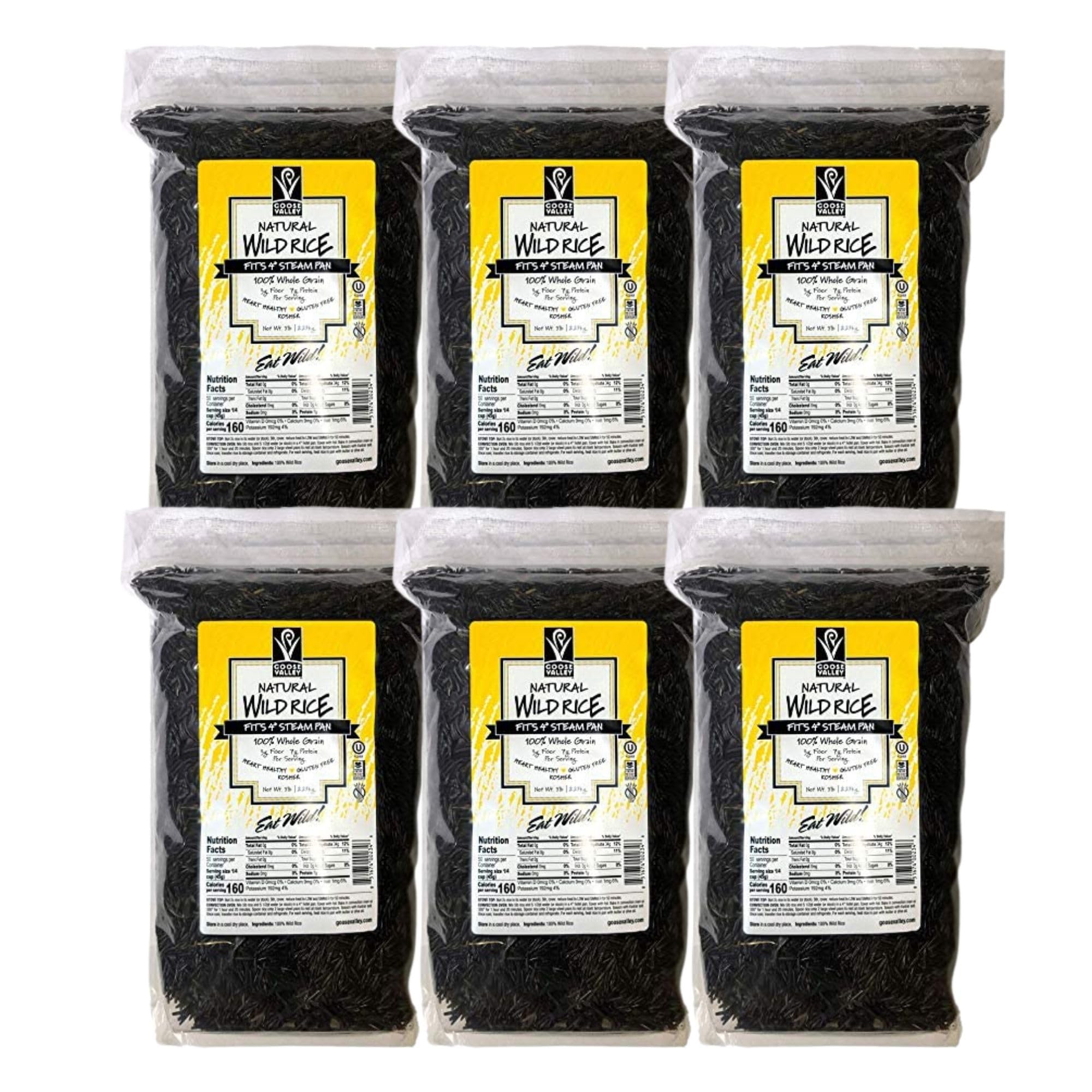 Goose Valley Natural Wild Rice - Family Reserve 5 lbs (Pack of 6) - Variety of Jumbo High Fiber and High Protein Whole Grain Rice for Healthy Heart