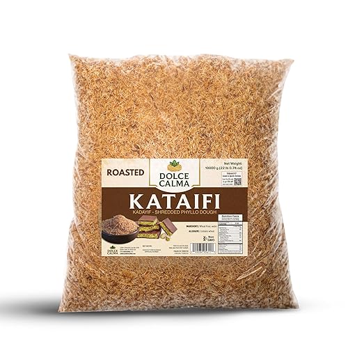 Dolce Calma Premium Roasted Kataifi Dough (10kg / 22lb) - Kadayif for Dubai Chocolate Bar, Kunafa & Baklava Desserts, Finely Shredded Fillo, Large