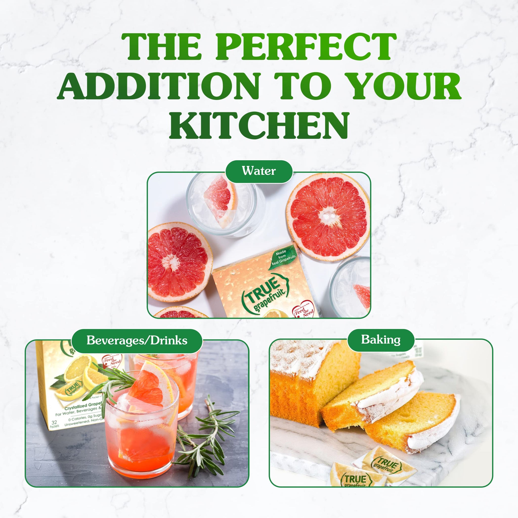True Grapefruit 32ct (Pack of 1) - Water Enhancer - Bulk Dispenser - 0 Calorie Drink Mix Packets for Water - Sugar Free Grapefruit Flavoring Powder