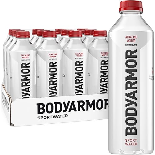 BODYARMOR SportWater Alkaline Water, High Alkaline Bottled Water, pH 9+, 1 Liter (12 Pack), Refreshing Electrolyte Water Pack, Wide Mouth Bottle