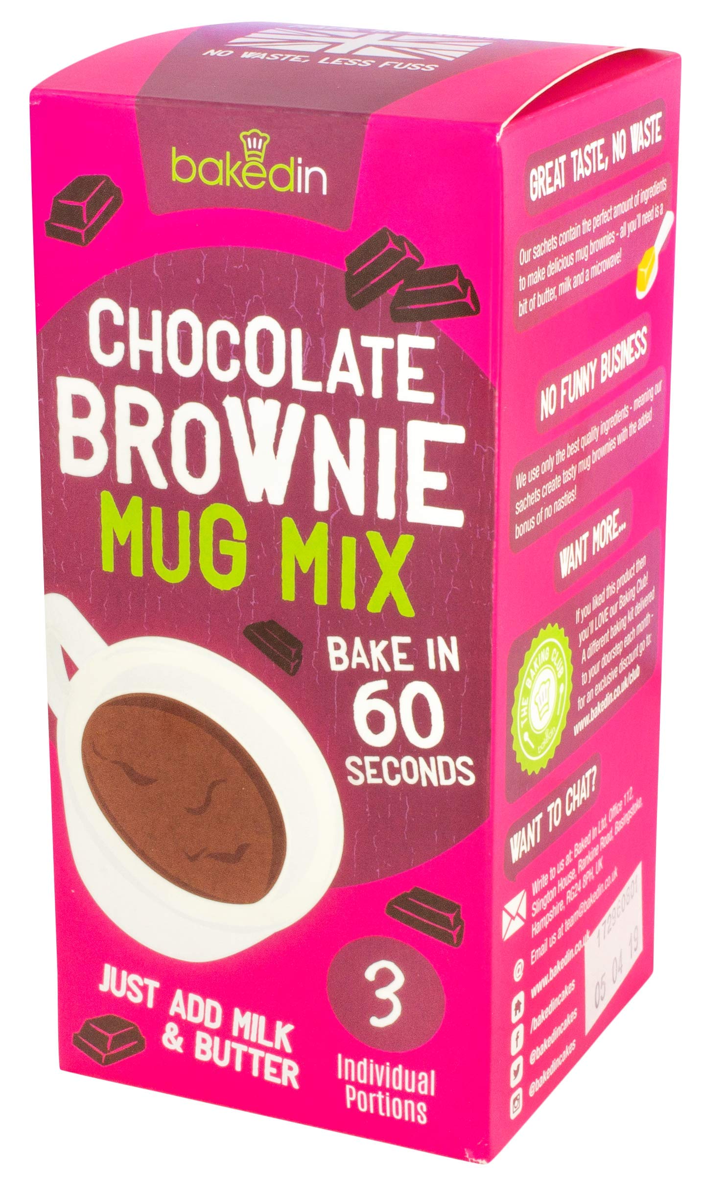 Bakedin 3pk Mug Cakes Belgian Chocolate Brownie Mix