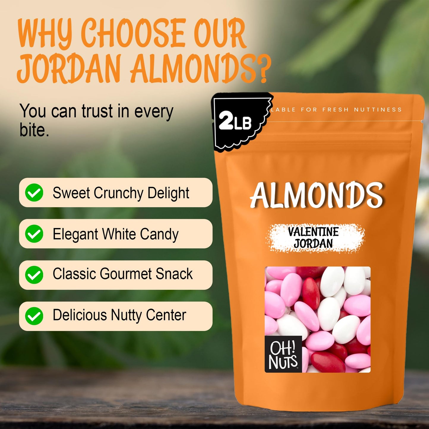 Oh! Nuts Jordan Almonds - Red Pink White - 2 lb - For Easter, Weddings, Baby Showers & Birth - Packed in New York Zip-Seal Bag for Exceptional
