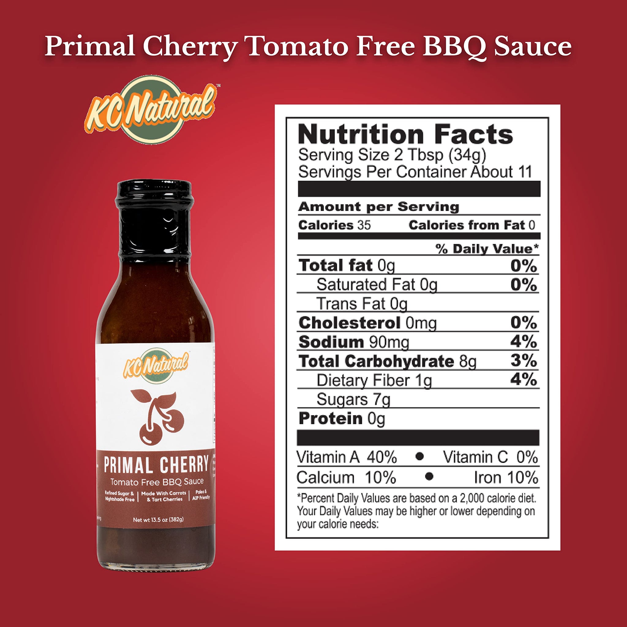 KC Natural - Paleo AIP Barbecue Sauce, Primal Cherry, 14 oz (1 pack)