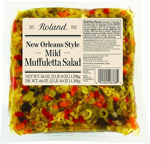 Roland Foods New Orleans Style Mild Muffuletta Salad, Sourced in the USA, 56-Ounce Pouch