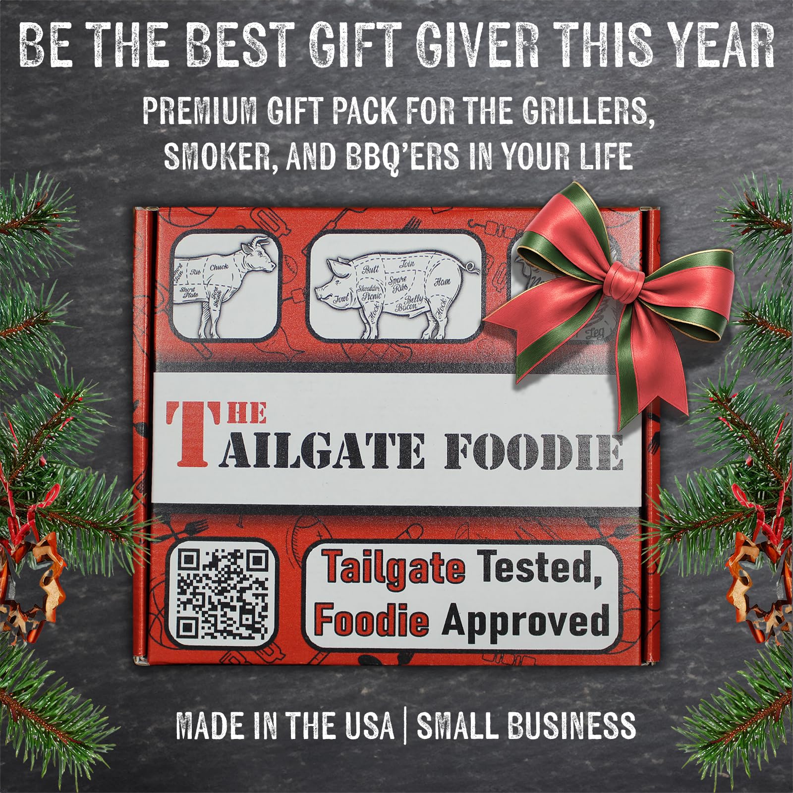 THE TAILGATE FOODIE Beef Seasoning Gift Box - 4 Pack BBQ Rub Variety Pack for SMoking, Barbecue, and Grilling - Burgers, Steak, Brisket, and Burnt End