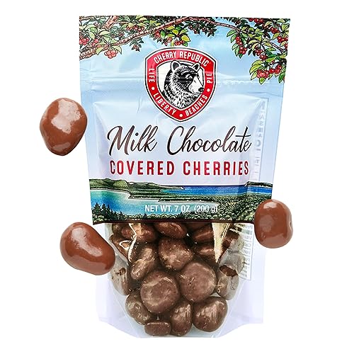Cherry Republic Milk Chocolate Covered Cherries, 7 oz Bag - Tart Michigan Montmorency Dried Cherries in Creamy Chocolate, Sweet-Tangy Balance, Premium