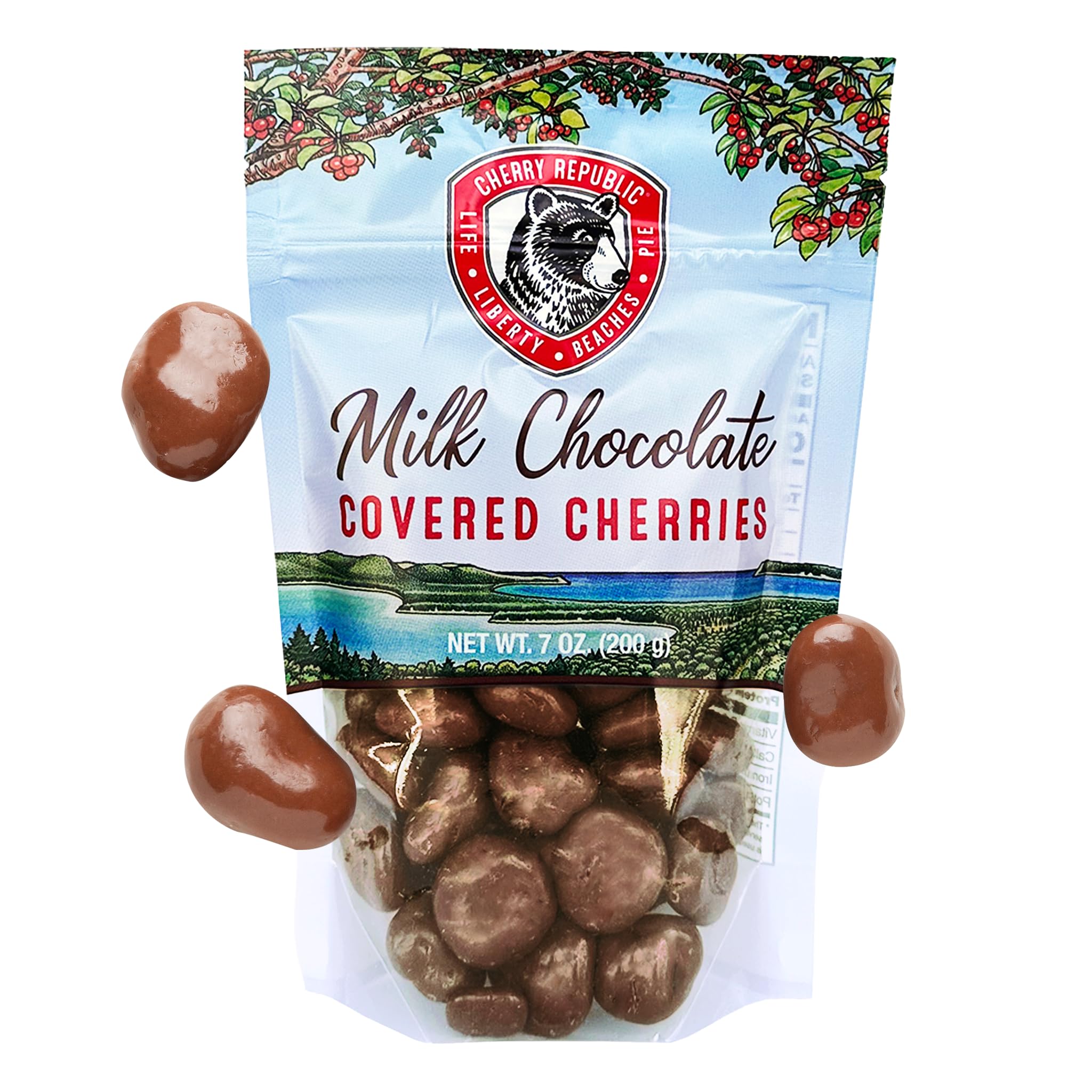 Cherry Republic Milk Chocolate Covered Cherries, 7 oz Bag - Tart Michigan Montmorency Dried Cherries in Creamy Chocolate, Sweet-Tangy Balance, Premium