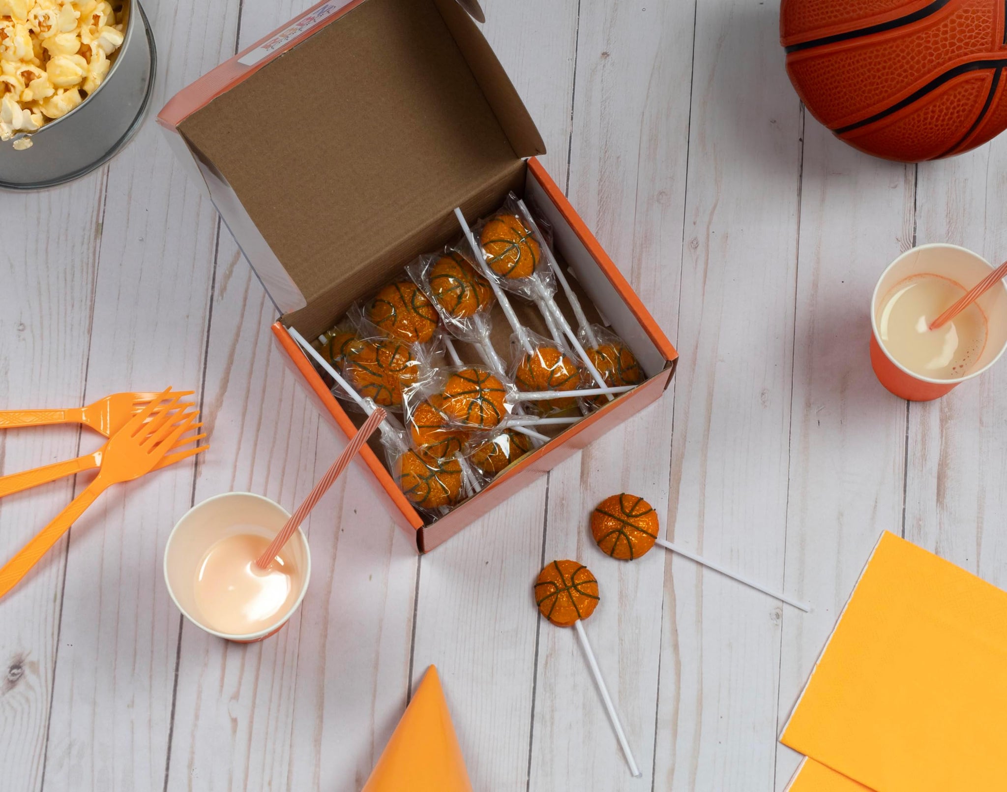 Basketball Candy Lollipops - 18 Count Individually Wrapped Suckers - Great for Basketball Party Favors - Sports Snacks - Basketball Goodie Bags - Team