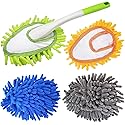 Microfiber Duster for Cleaning, Hand Washable Dusters with 4 pcs Replaceable Microfiber Head,Wet and Dry Use, Detachable Cleaning Supplies for Office