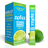 Zipfizz Stevia Energy Drink Powder, Lime, 10 Pack - 3-in-1 Sustained Energy, Rapid Hydration & Essential Vitamins - Sugar-Free, Non-Effervescent