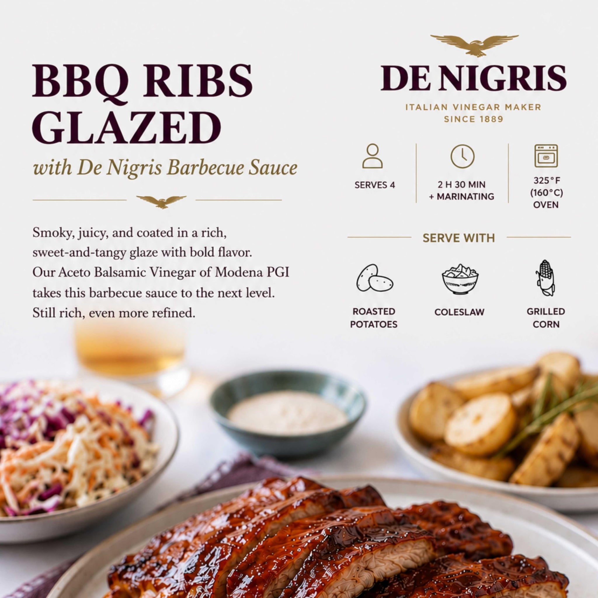 De Nigris Excellence Line - Gourmet Italian Barbecue Sauces With Balsamic Vinegar Of Modena 10,14 Oz (Pack of 2) | Barbecue Sauce With Balsamic