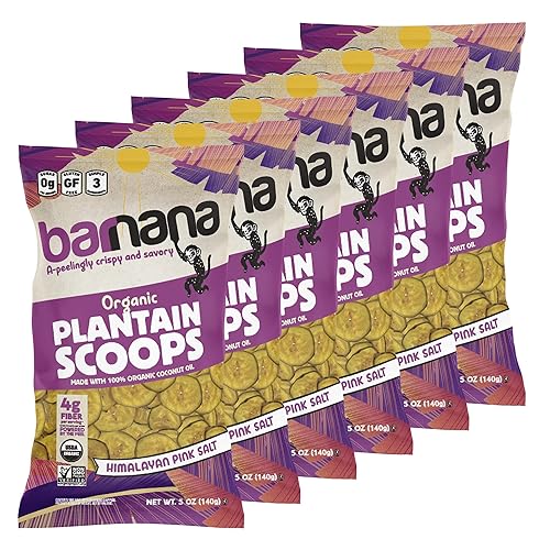Barnana Himalayan Pink Salt Organic Plantain Scoops, Non GMO, Gluten Free, 5 Ounces (Pack Of 6)