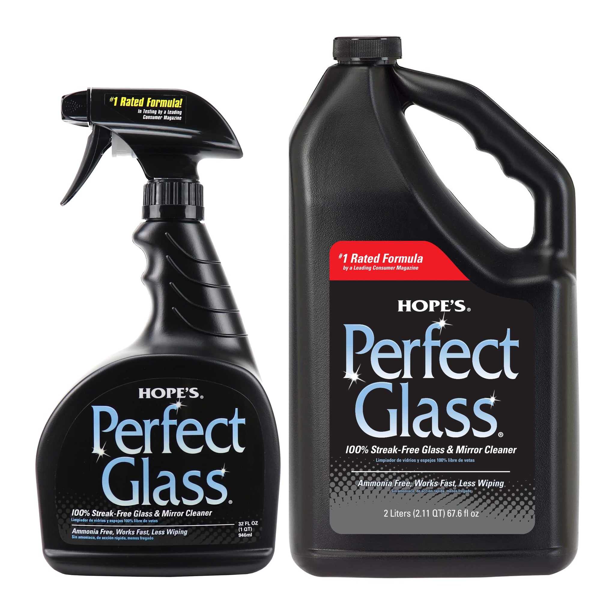 HOPE'S Perfect Glass Cleaner, Streak-Free, Ammonia-Free Window, Mirror, Screen, and Shower Door Cleaner, Indoor and Outdoor Glass Surfaces, 32 Fl Oz