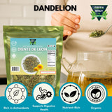 Dandelion Leaf (Diente de León) - Taraxacum Officinale, Loose Cut Herbal Tea, Non-GMO, Plant-Based Botanical, Resealable Bag, 4 oz
