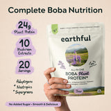 EARTHFUL Boba Plant Protein + Vegan Boba Tea Protein Powder with Supergreens, 10 Mushrooms, Adaptogens & Nootropics, No Added Sugar Meal Replacement