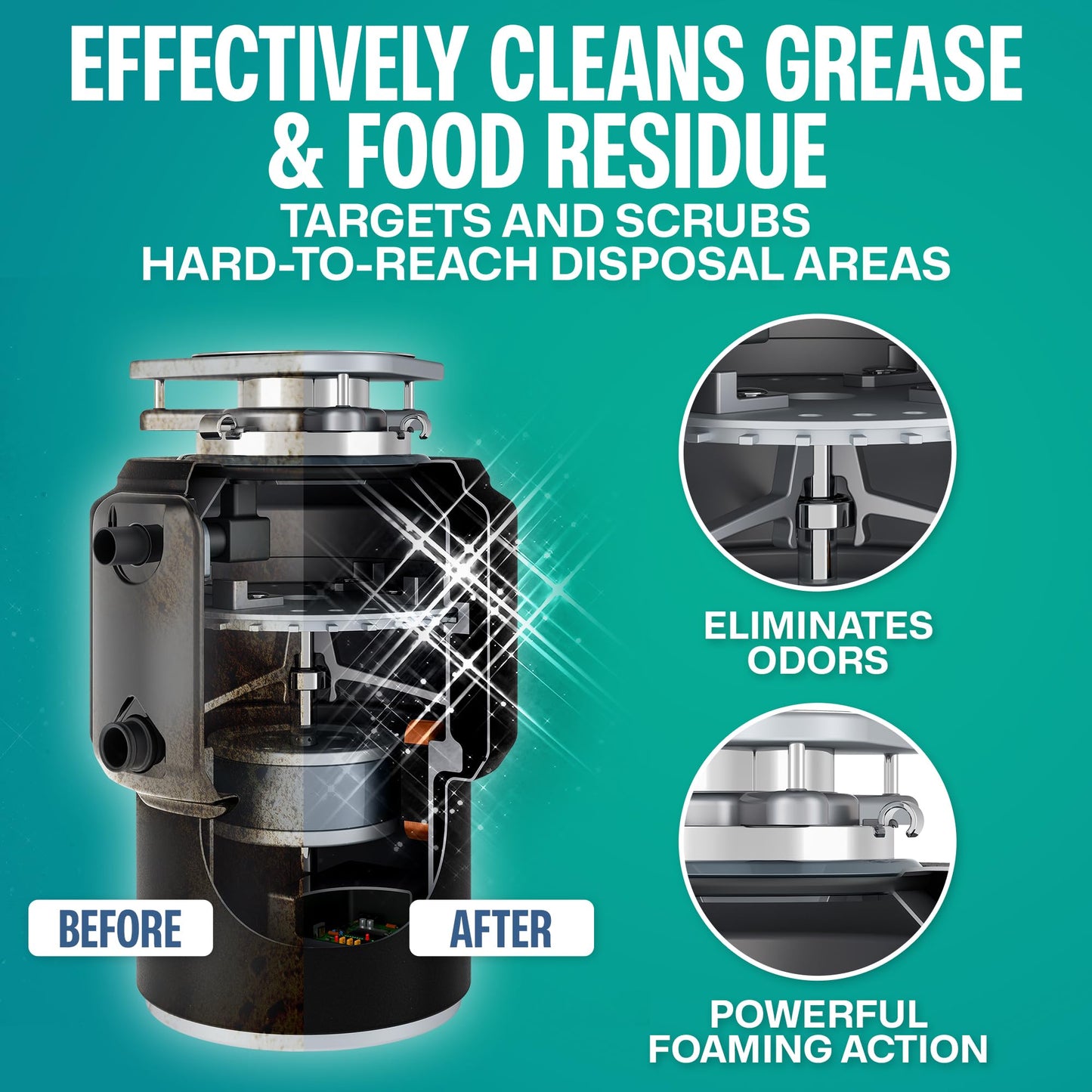 Sudstainables Garbage Disposal Cleaner Tablets 24-Pack - Sink Cleaner and Deodorizer, Disposal Cleaner and Deodorizer, Garbage Disposal Cleaner