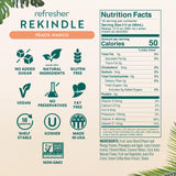 Smartfruit Rekindle Refresher - Peach, Mango - Made with Real Fruit Juice, No Added Sugar, Coconut Water for Hydration, Green Coffee Bean Extract