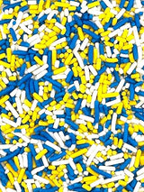 Blue Yellow White Sprinkles for Cake, Cupcake, Cookie Decorations, Ice Cream and Donut Toppings Edible Decorating Baking Supplies - 4 oz package