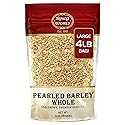 Spicy World Pearl Barley (Whole) Grain 4 LB Jumbo Bag - USA Grown (64oz) - All Natural, Non-GMO Source, Resealable