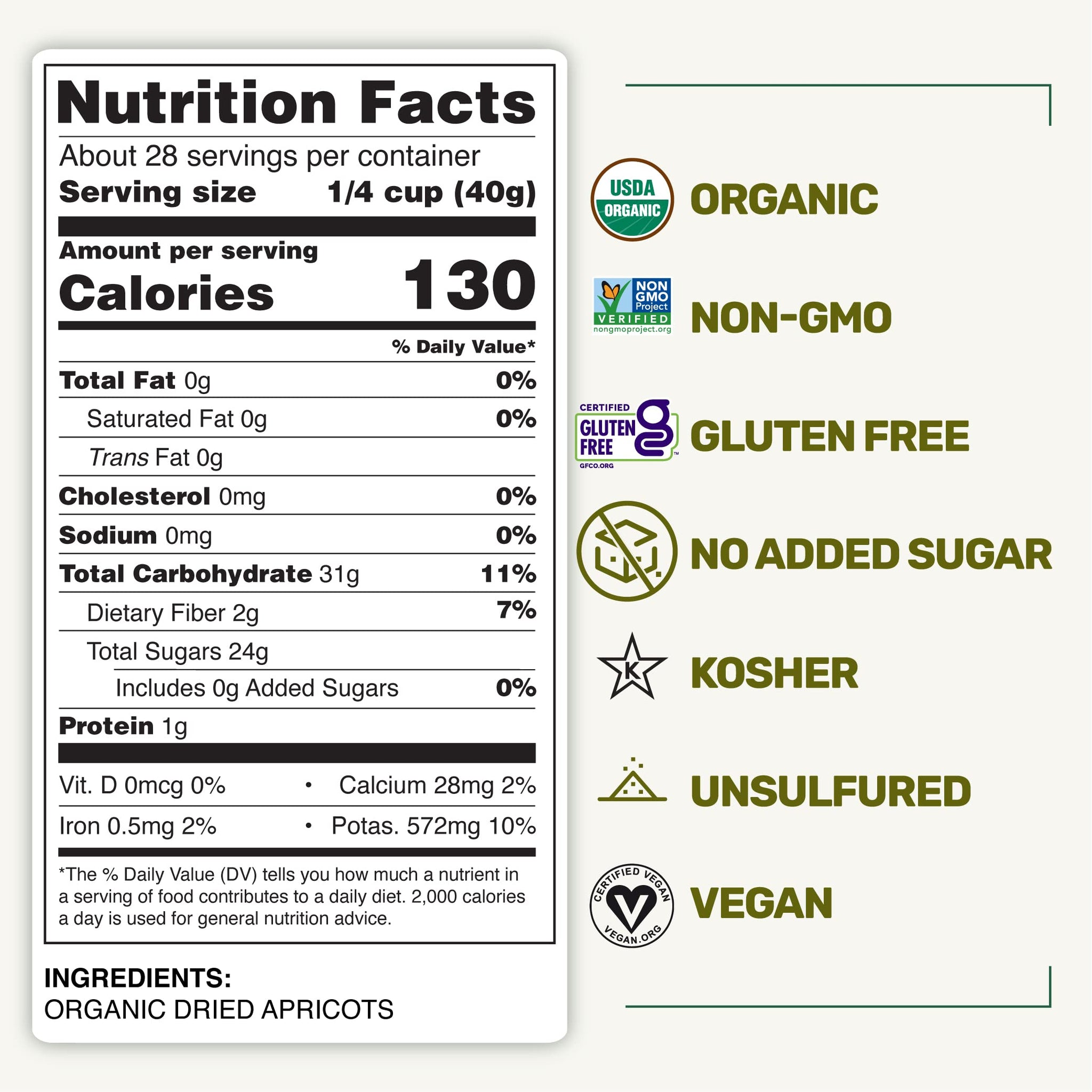Happy Village Organic Turkish Dried Apricots, No Sugar Added Dried Fruit, 40 OZ Resealable Pack - Kosher, Non-GMO, Unsweetened, Unsulfured, Vegan