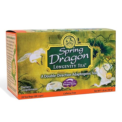 Dragon Herbs Spring Dragon Longevity Tea - Adaptogenic Gynostemma Leaf Herbal Tea Infused with Schizandra Berry, Goji Berry, Astragalus Root