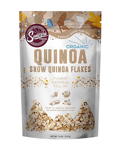 Suncore Foods Organic Snow Quinoa Flakes, Gluten-Free, Non-GMO, 8oz