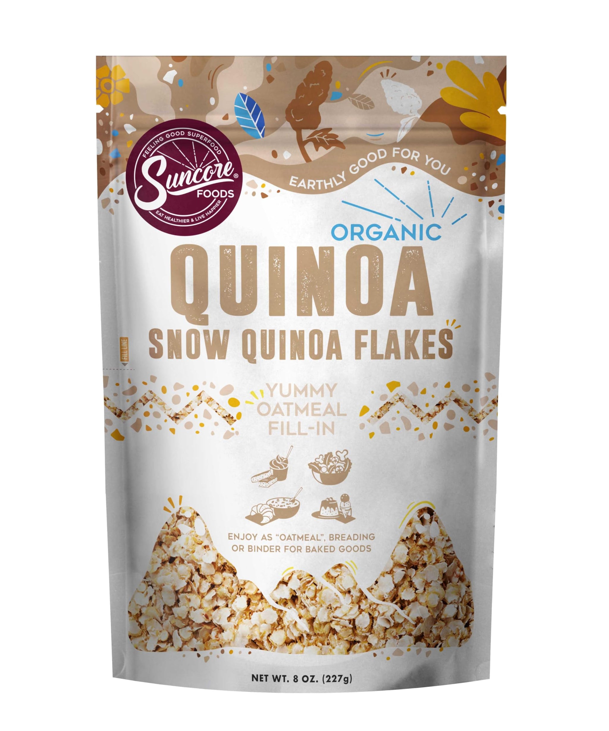 Suncore Foods Organic Snow Quinoa Flakes, Gluten-Free, Non-GMO, 8oz