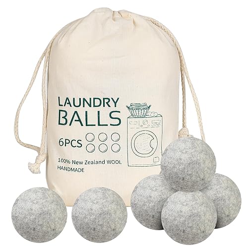 Wool Dryer Balls 6 Pack Reusable Laundry Drying Ball New Zealand Natural Fabric Softener Reduce Clothing Static and Wrinkles