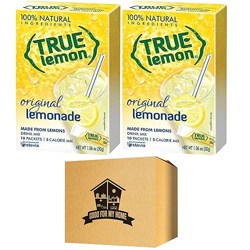 Lemonade Packets Bundle. Includes Two-10 Ct Boxes of Treu Lemon Lemonade Mix in a Good For My Home Box. Total of 20 Lemonade Powdered Drink Mix