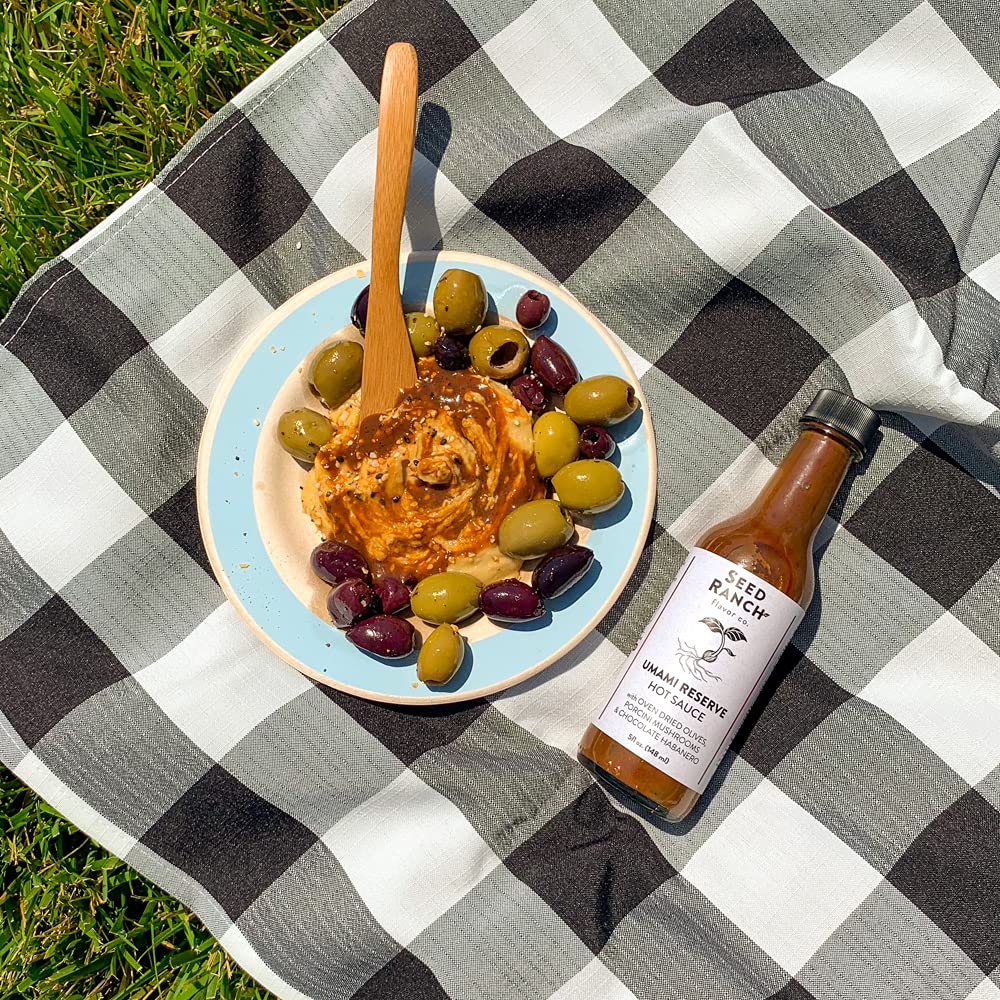 Seed Ranch Umami Reserve Hot Sauce, 5 Fl. oz. - Spicy Heat Flavor - Oven Dried Olives, Porcini Mushrooms & Chocolate Habanero - Vegan, Non-GMO
