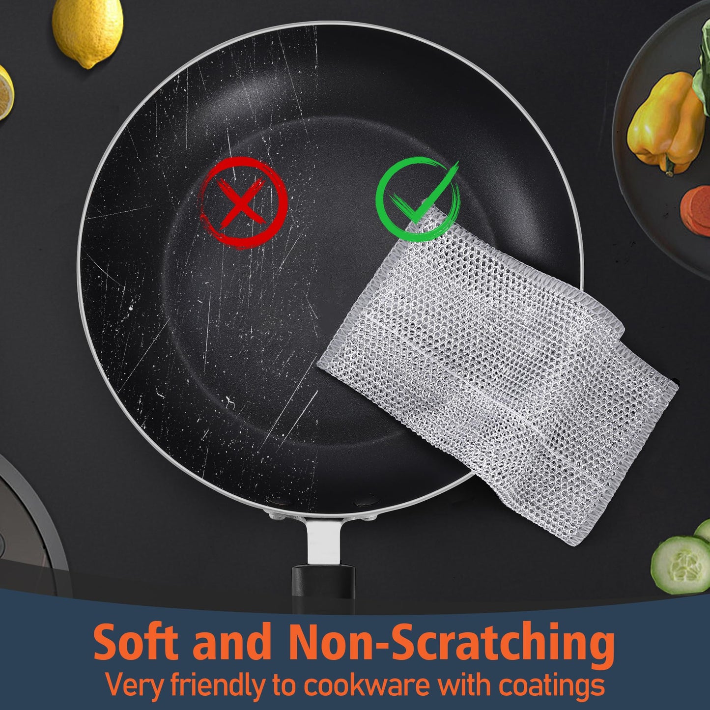 MVXMVX 3 Layers Wire Dishwashing Rag 15PCS- Non Scratch Wire Dishcloth Home Essentials-Reusable Steel Wool Scrubber Washcloths,Dish Towels for Kitchen
