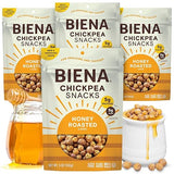BIENA Chickpea Snacks - Crunchy Roasted Chickpeas - High Fiber Protein Snacks for Adults and Kids - 4-Pack, 5 Ounce Bags - Honey Roasted