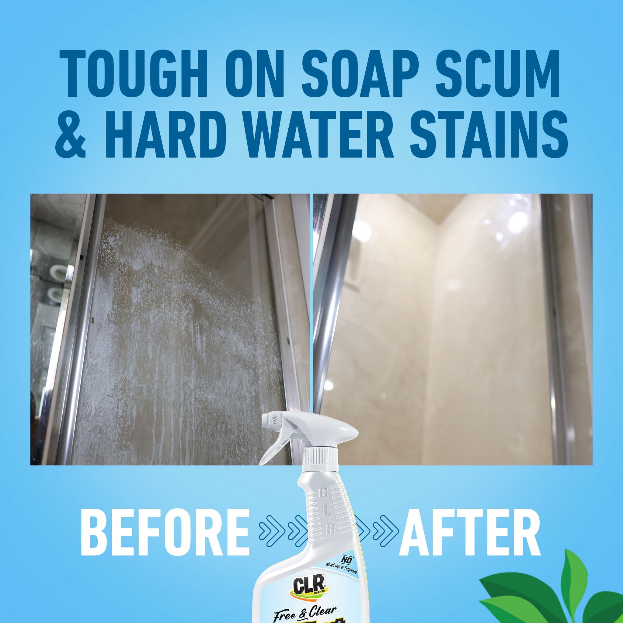 CLR Brands® Brilliant Bath Foaming Bathroom Cleaner Spray Free & Clear, No Added Dyes or Fragrances, Soap Scum and Hard Water Stain Remover, Use on